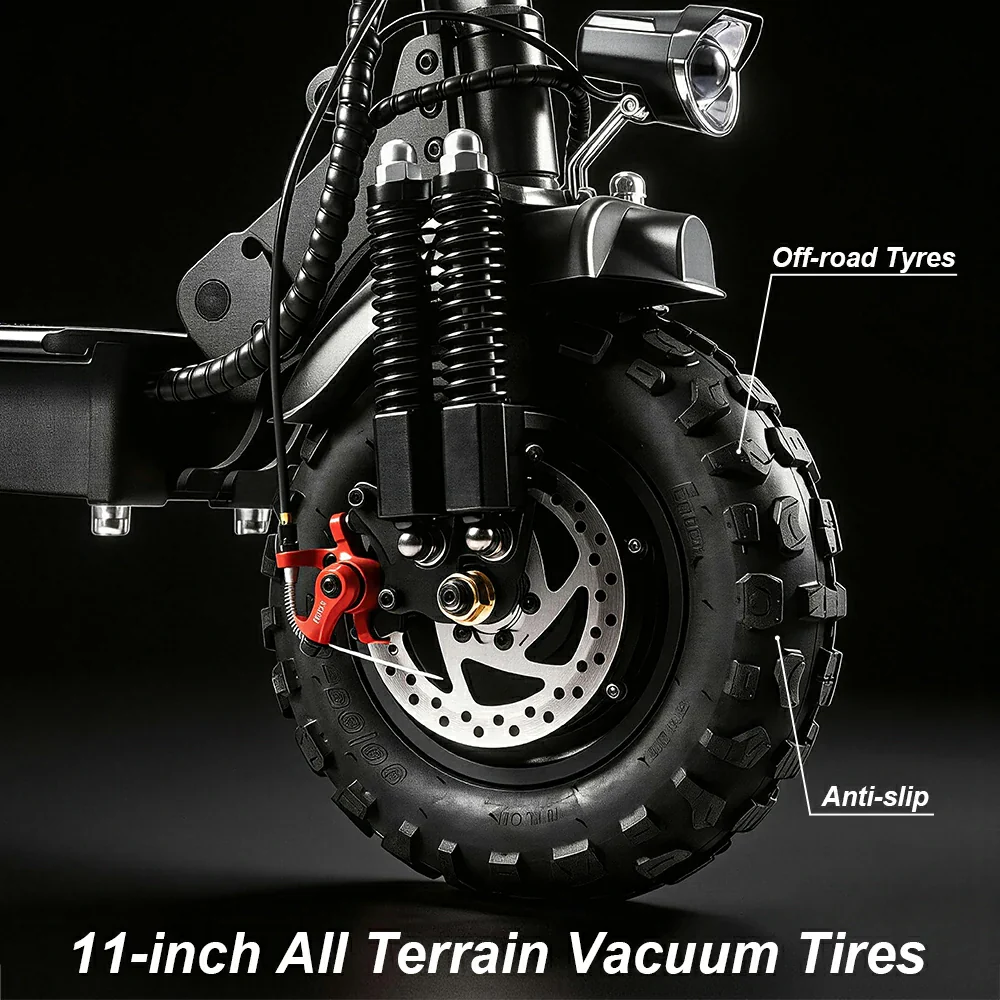 All Terrain Electric Scooter with 2000W Power Motors and 11-Inch Vacuum Tires, 4-mode, Black