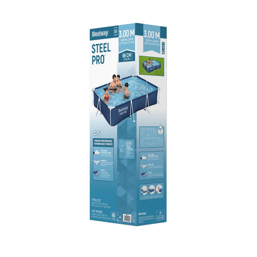 Steel Pro 300x201x66cm Above Ground Pool with Filter Pump Blue