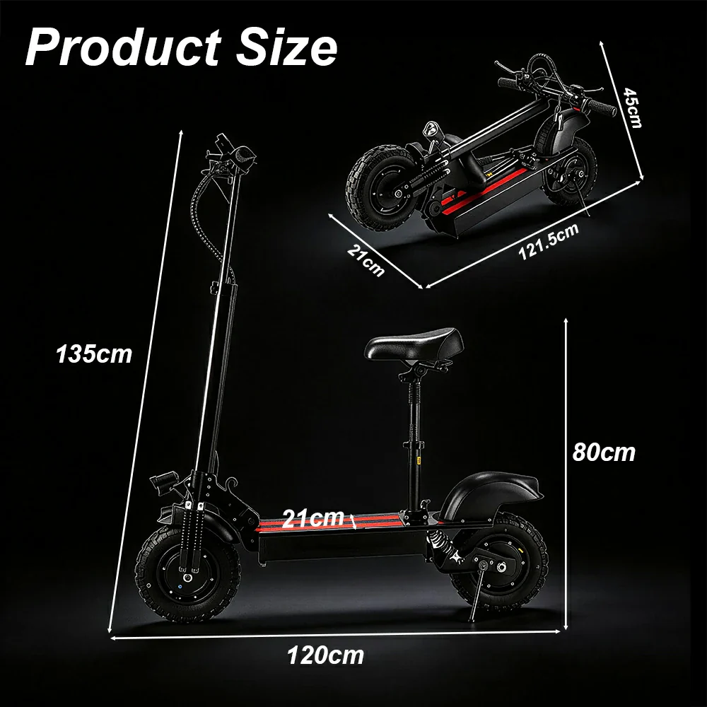 All Terrain Electric Scooter with 2000W Power Motors and 11-Inch Vacuum Tires, 4-mode, Black