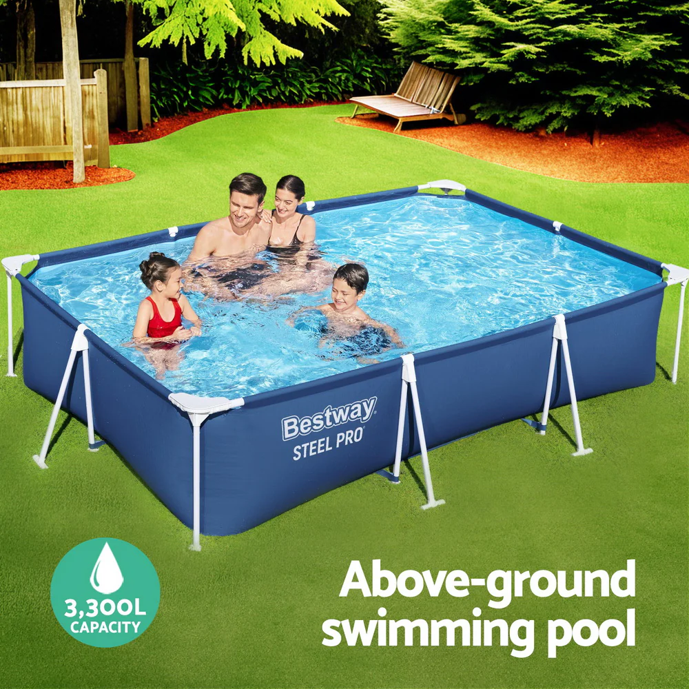 Steel Pro 300x201x66cm Above Ground Pool with Filter Pump Blue