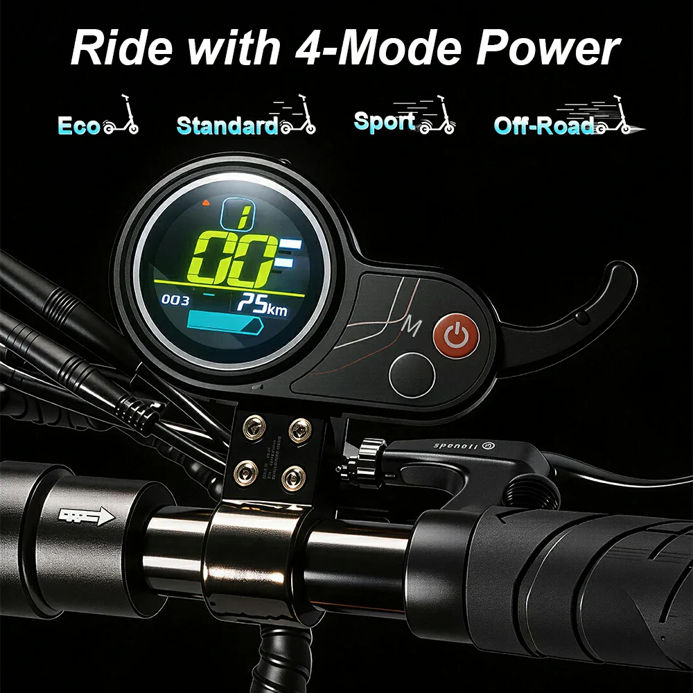 All Terrain Electric Scooter with 2000W Power Motors and 11-Inch Vacuum Tires, 4-mode, Black