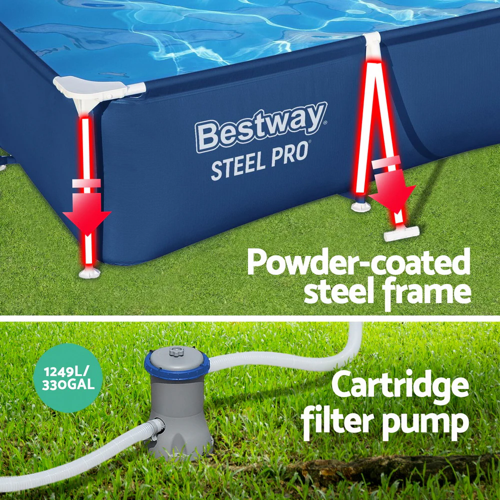 Steel Pro 300x201x66cm Above Ground Pool with Filter Pump Blue